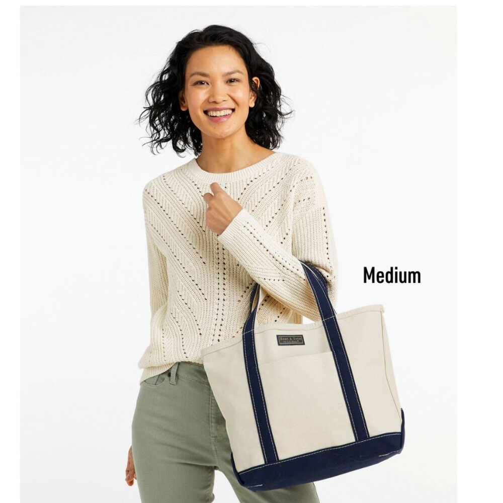 LL Bean Boat and Tote Medium Zip Top with Pocket - Navy